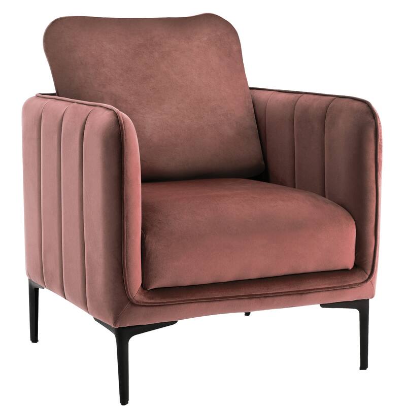 Nora Modern Velvet Accent Chair for Bedroom with Metal Legs