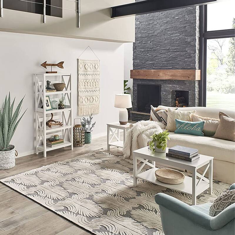 ClosetMaid X Frame Living Room Accent Coffee Table with Shelf Storage, White - 32.2
