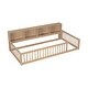 preview thumbnail 23 of 34, Wood Twin XL Size Floor Bed with Storage Cabinets and USB Ports, Solid Wood Bedframe w/Fence, No Box Spring Needed