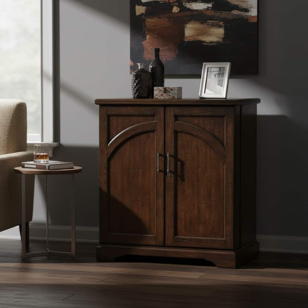 Howard Miller Distressed Brown Solid Wood Expandable Liquor Sideboard