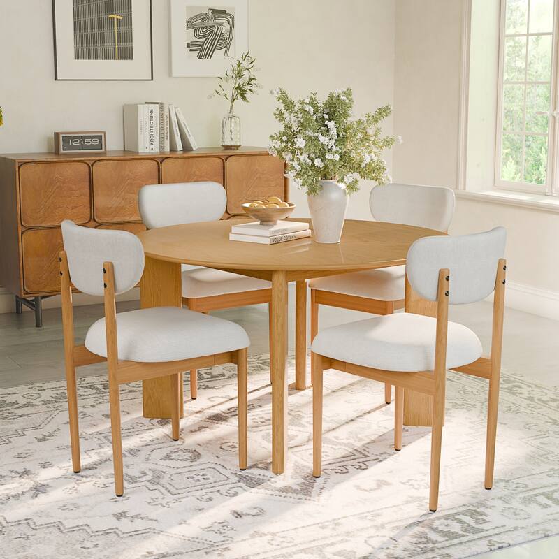 Modern Upholstered Dining Chair with Solid Wood Legs Side Chair for Kitchen Dining Room Living Room (Set of 2)