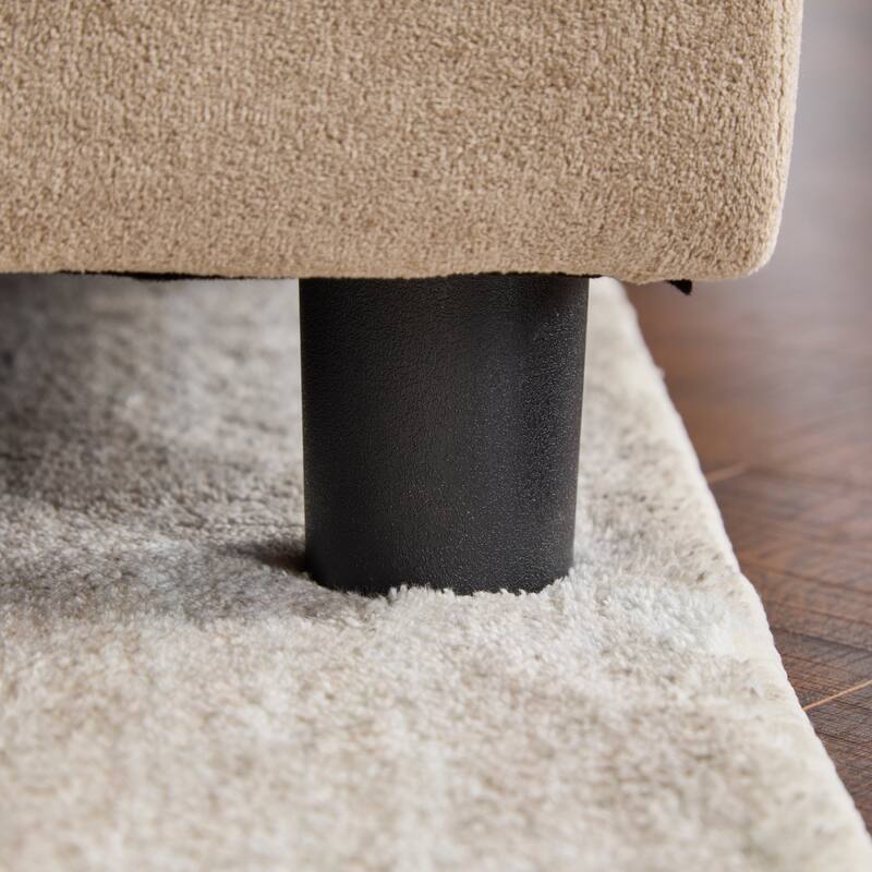 L Shaped Modular Sectional Sofa with Ottoman, Oversize Velvet Upholstered Sofa, 5 Seat Sofa with Removable Cushions