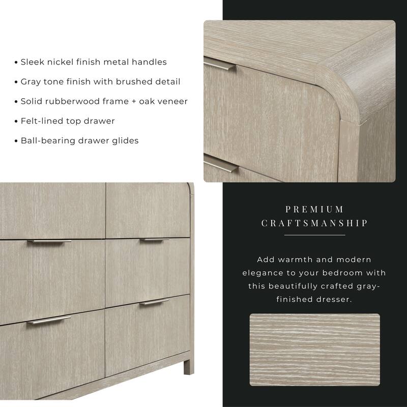 Roundhill Furniture Tavari 5-Piece Bedroom Set with Panel Bed, Dresser, Mirror, Nightstand, and Chest in Light Gray