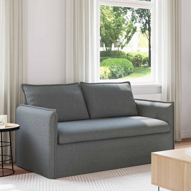 vidaXL Sofa Dark Grey Fabric - Dark grey-55.12 in