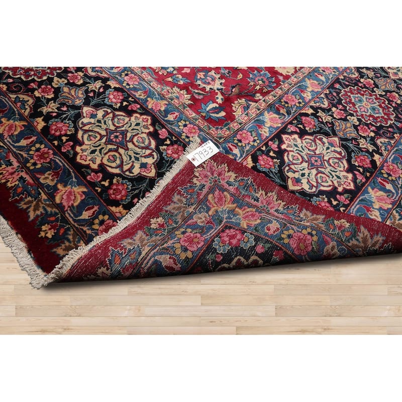 Hand Knotted Burgundy Persian Wool Traditional Oriental Area Rug - 13' x 18' 8''