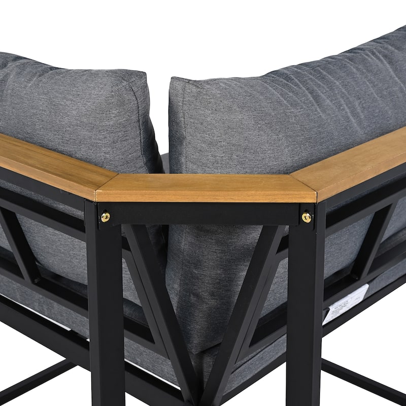 Patio Furniture Set with Loveseats, 4 Pieces Outdoor Sofa Set with Waterproof Cushions