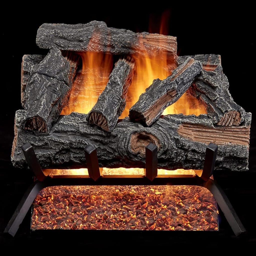 HearthSense MO18HVL Natural Gas Vented Fireplace Logs Set with Match Light, 45000 BTU, Heats up to 1650 Sq. Ft, 18 Inches