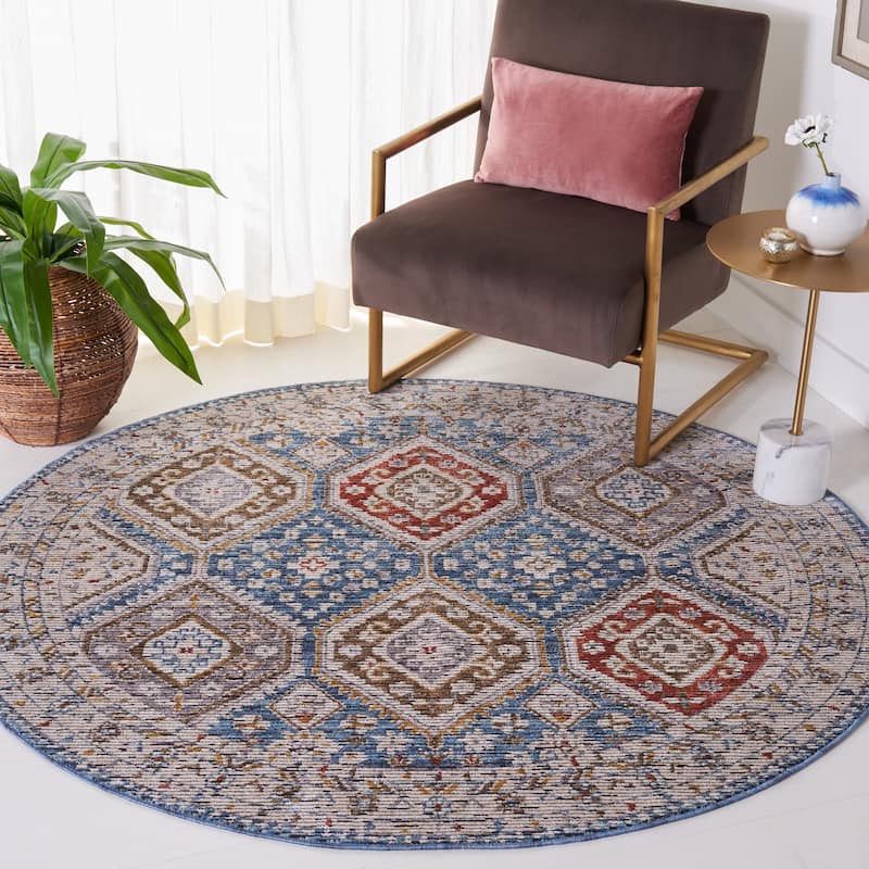 SAFAVIEH Sierra Doshia Oriental Rug - 6' Round - Ivory/Blue