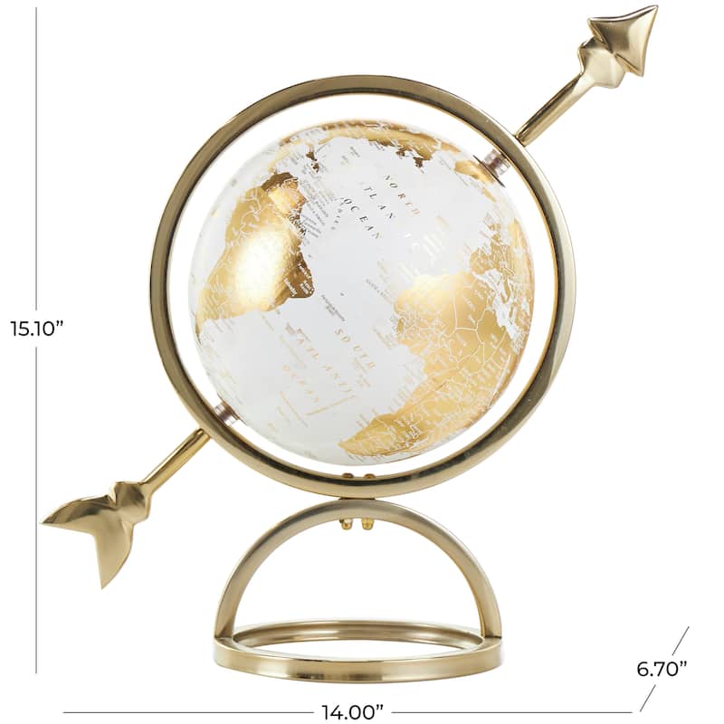 Gold Aluminum Metal Globe with White Center