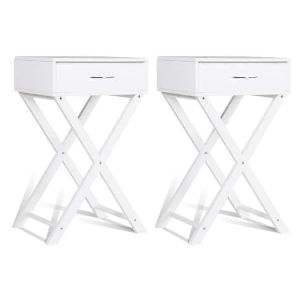 Shop Costway 2 Pcs Nightstand X Shape Drawer Accent Side End Table Modern Overstock 25670846