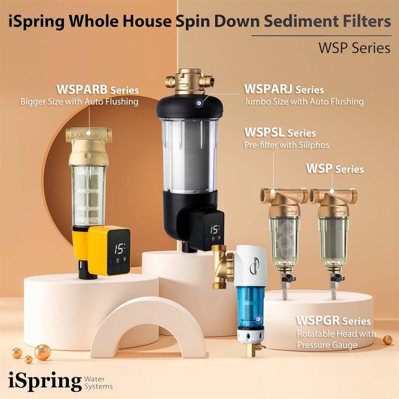 iSpring WSP2PK21 Reusable Whole House Spin Down Sediment Water Filters, 2-Pack with 200 and 100 Microns Sizes, Clear Housing