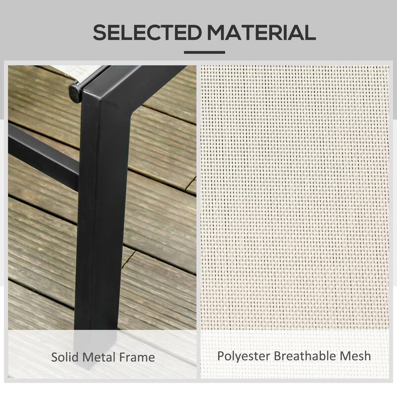 Outdoor steel frame mesh chaise lounge with rollers