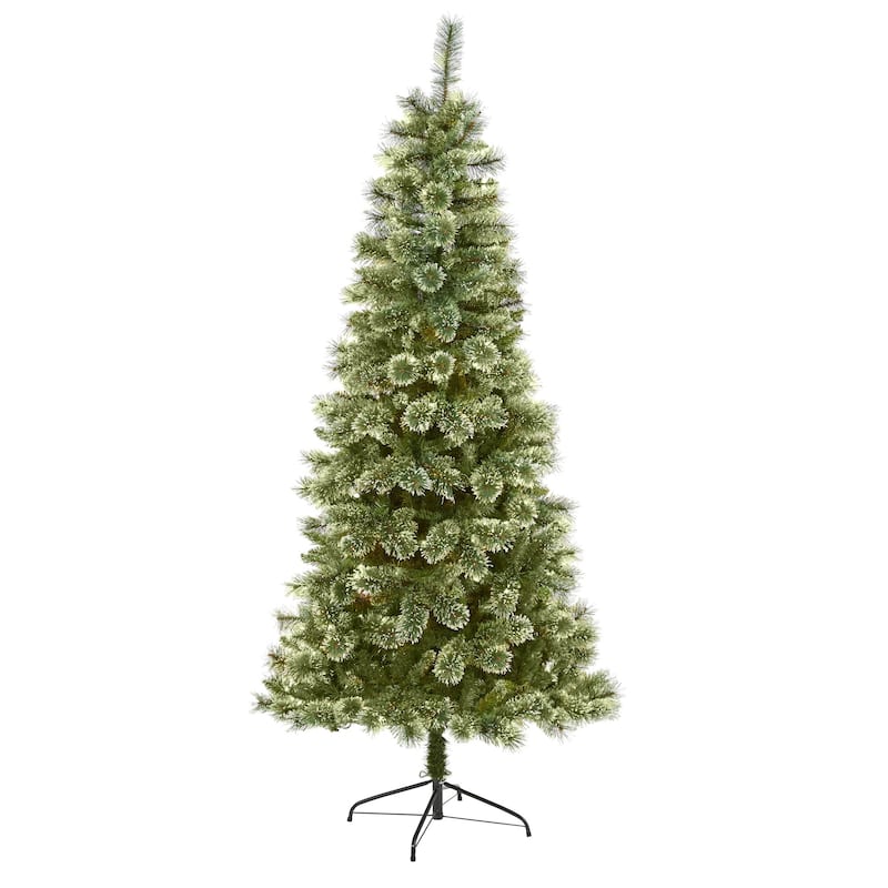 7' Slim Wisconsin Snow Tip Pine Artificial Christmas Tree, Unlit - 7 Foot
