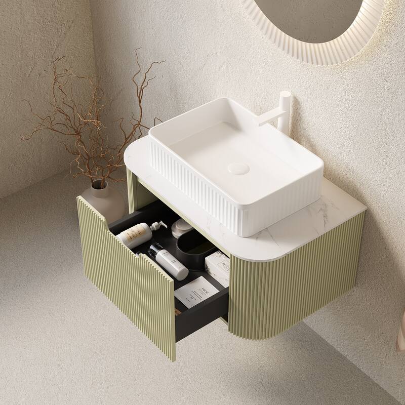 Wall-Mounted Floating Bathroom Vanity with Sink