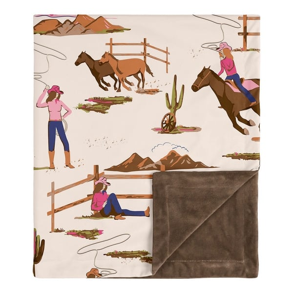 slide 2 of 5, Sweet Jojo Designs Western Cowgirl Girl Baby Receiving Security Swaddle Blanket Wild West Vintage Country Animal Horse Southwest