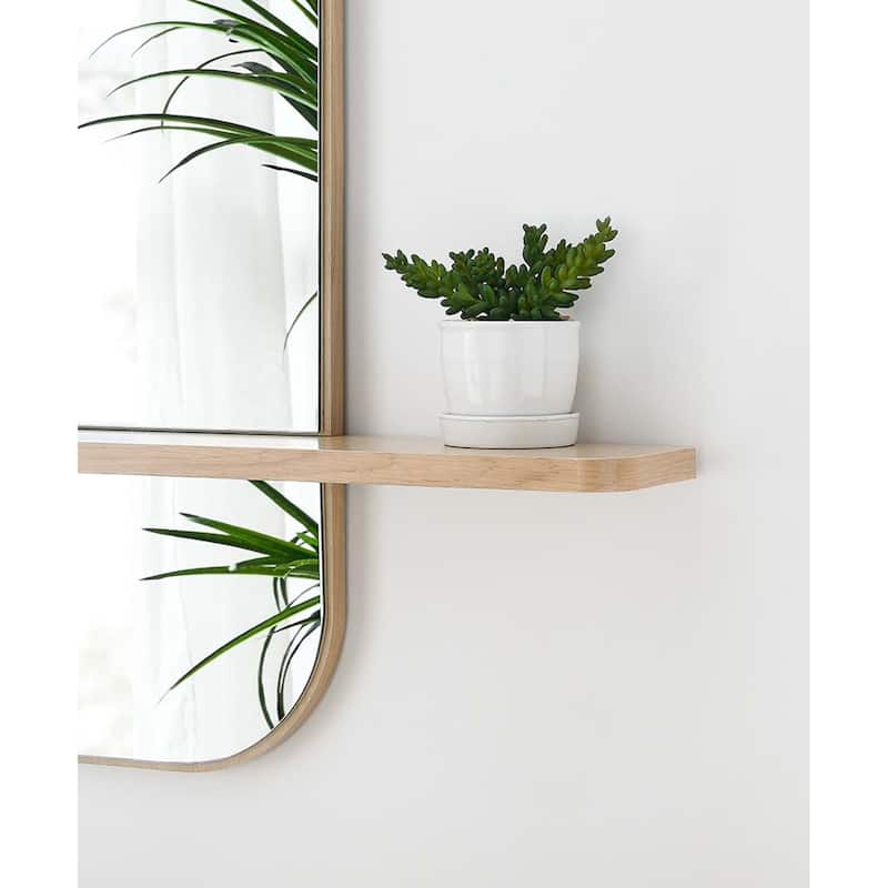 Hester Modern Oak Wall Mirror with Shelf