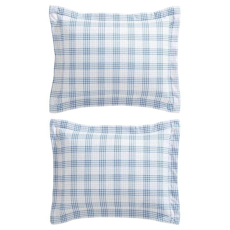 Eddie Bauer Beach Pine Plaid Reversible Blue Comforter Bonus Set
