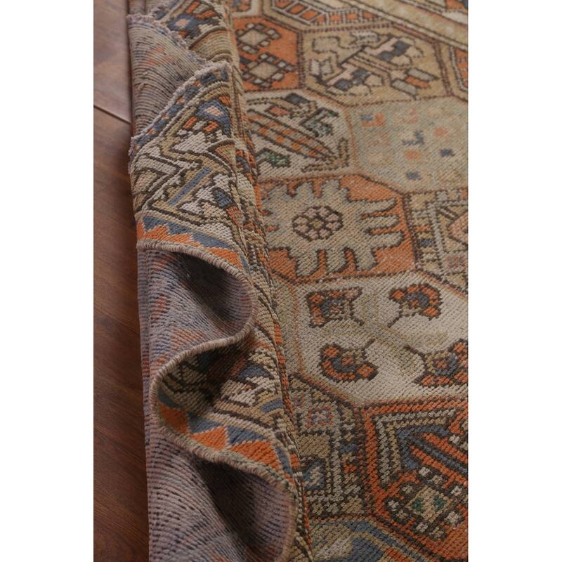 Orange Bakhtiari Persian Vintage Area Rug Handmade Wool Carpet - 6'4" x 9'3"