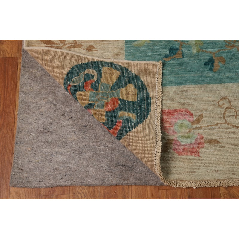 Vegetable Dye Art Deco Turkish Area Rug Handmade Wool Carpet - 9'1" x 11'10"