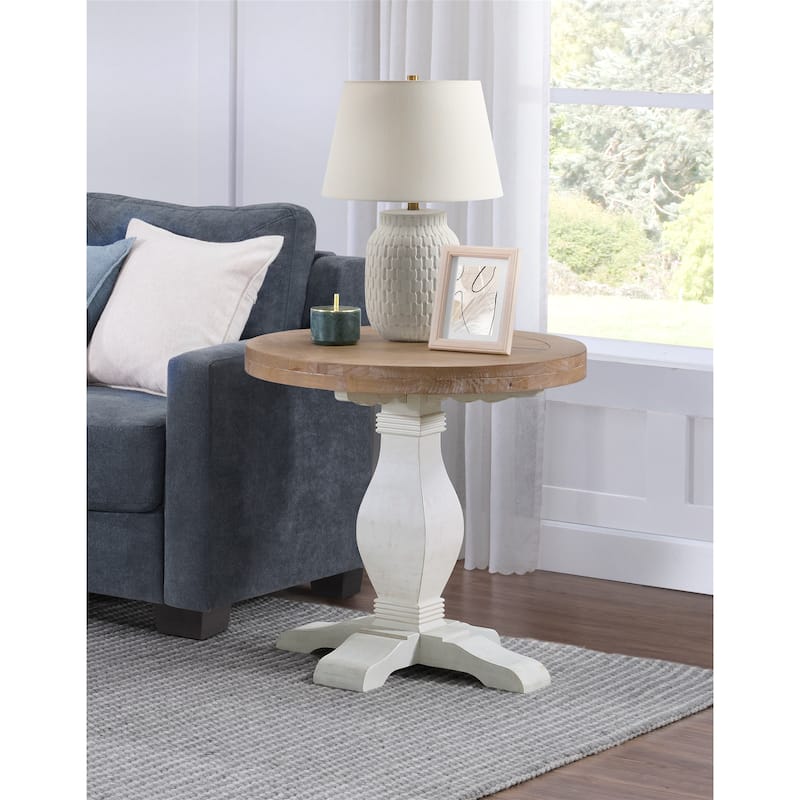 Napa 26" Wide Solid Wood Round Pedestal End Table