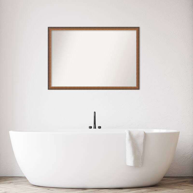 Two Tone Non-Beveled Wood Framed Bathroom Vanity Wall Mirror