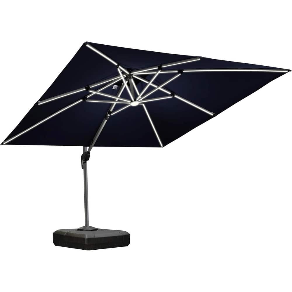 PURPLE LEAF 10 ft Double Top LED Square Patio Cantilever Umbrella