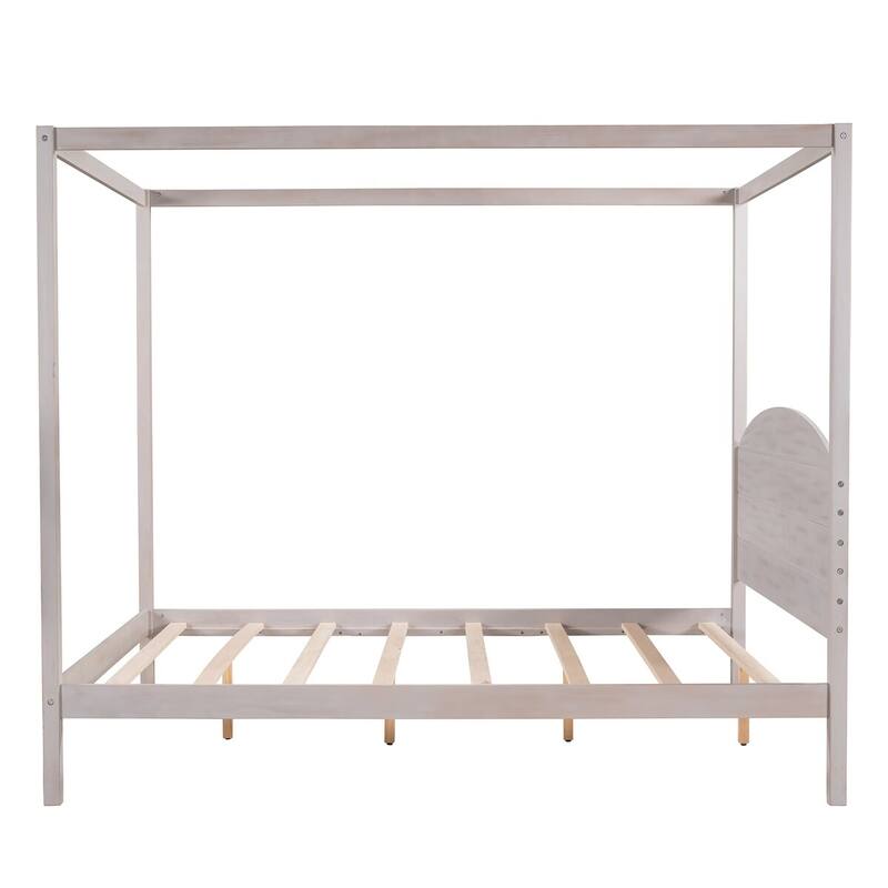 Merax Canopy Platform Bed with Headboard and Support Legs