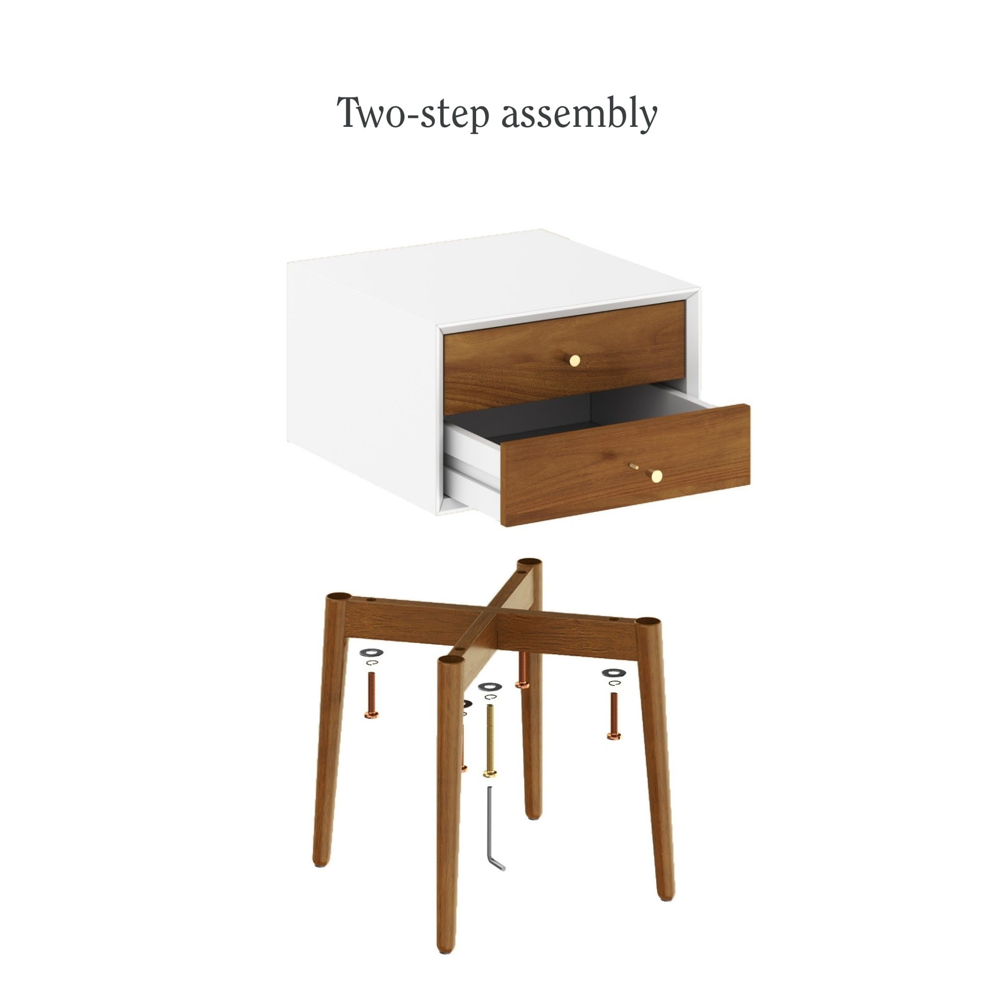 Nathan James Harper 2 Drawer Mid Century Side Table On Sale