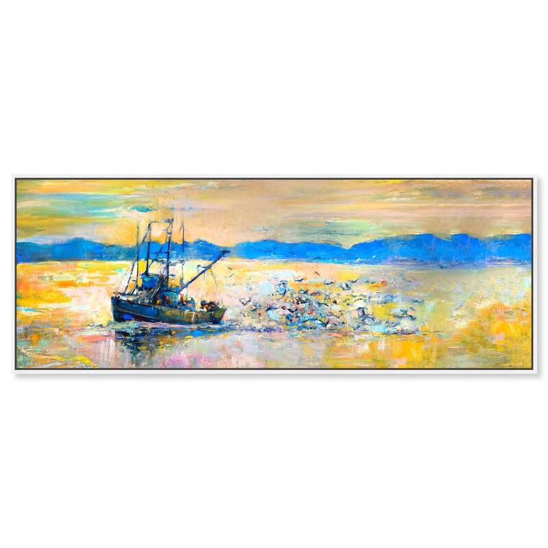 Fresh Catch Boat Panoramic Canvas by Art Remedy - White - 54" x 20"