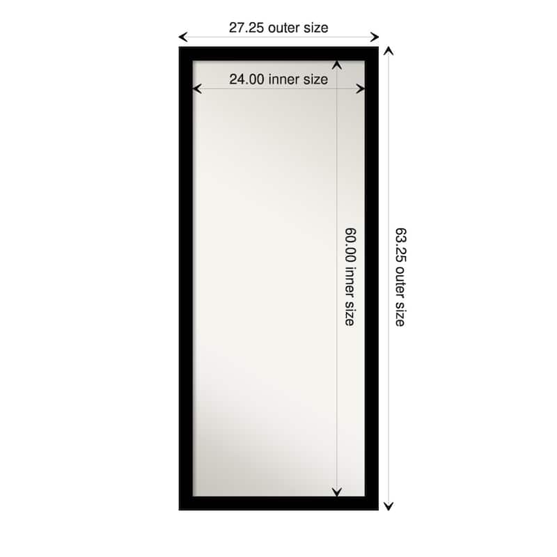 Basic Narrow Non-Beveled Wood Framed Full-Length Floor Leaner Mirror - Glass Size 24x60 - Basic Black Narrow