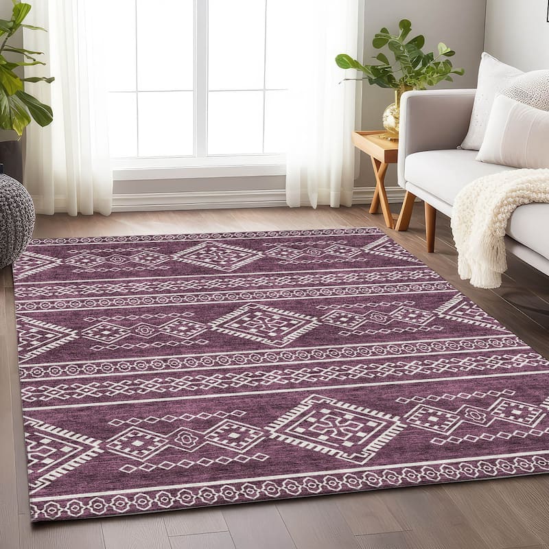 Machine Washable Indoor/ Outdoor Chantille Moroccan Boho Rug