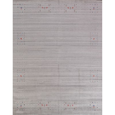 Hand Knotted Oriental 100% Wool Carpet Tribal Tribal Greys & Charcoal Gabbeh Area Rug - 9' 10'' X 8' 0''