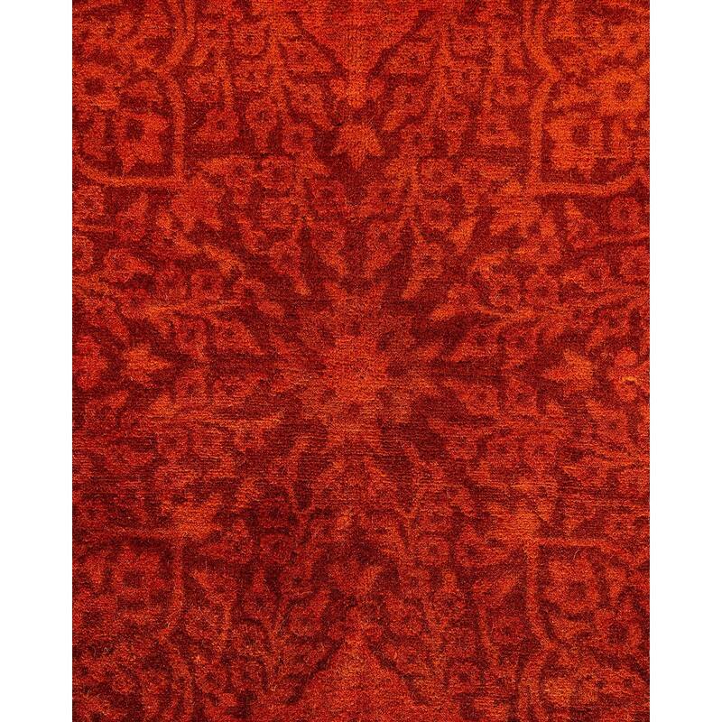 Fine Vibrance, One-of-a-Kind Hand-Knotted Area Rug - Orange, 8' 1" x 8' 1" - 8' 1" x 8' 1"