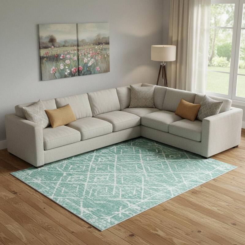 HomeRoots Abstract Geometric Casual Rectangle Area Rug - 8' X 10' - 8' X 10'