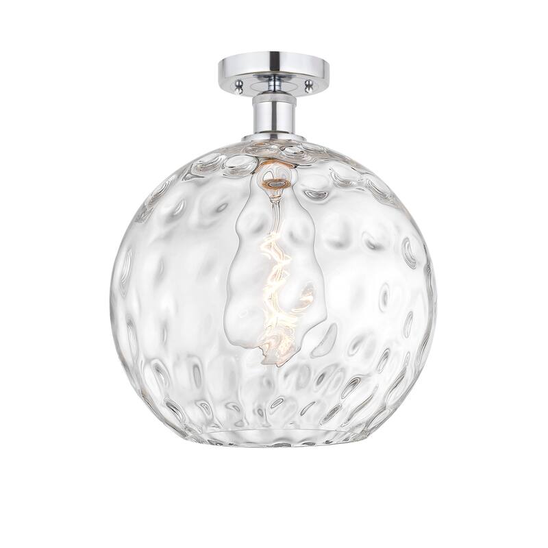 Innovations Lighting Edison Athens Water Glass - 1 Light 12" Semi-Flush Mount - Clear Water Glass/Polished Chrome