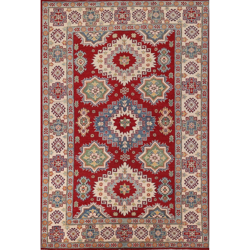 Red Kazak Area Rug Bedroom Hand-Knotted Wool Carpet - 6'7" x 9'9"