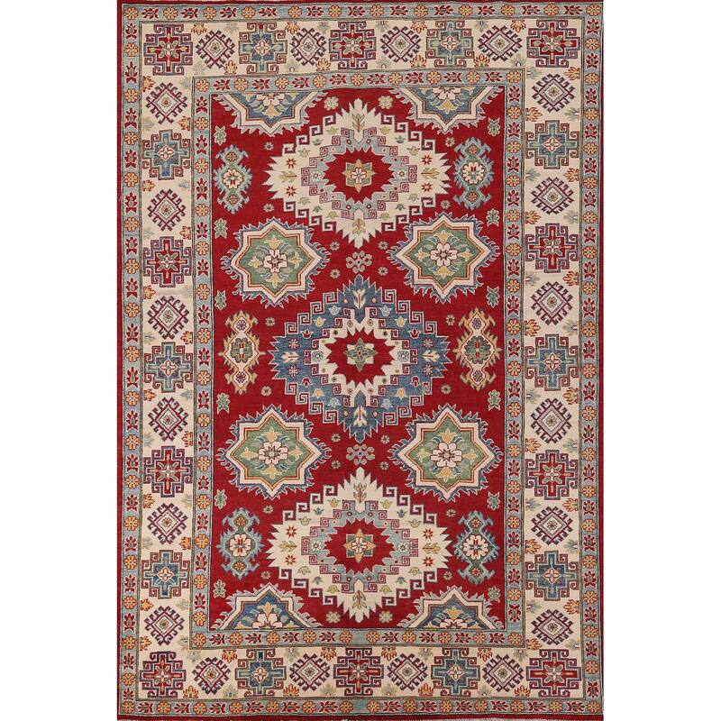 Red Kazak Area Rug Bedroom Hand-Knotted Wool Carpet - 6'7" x 9'9"