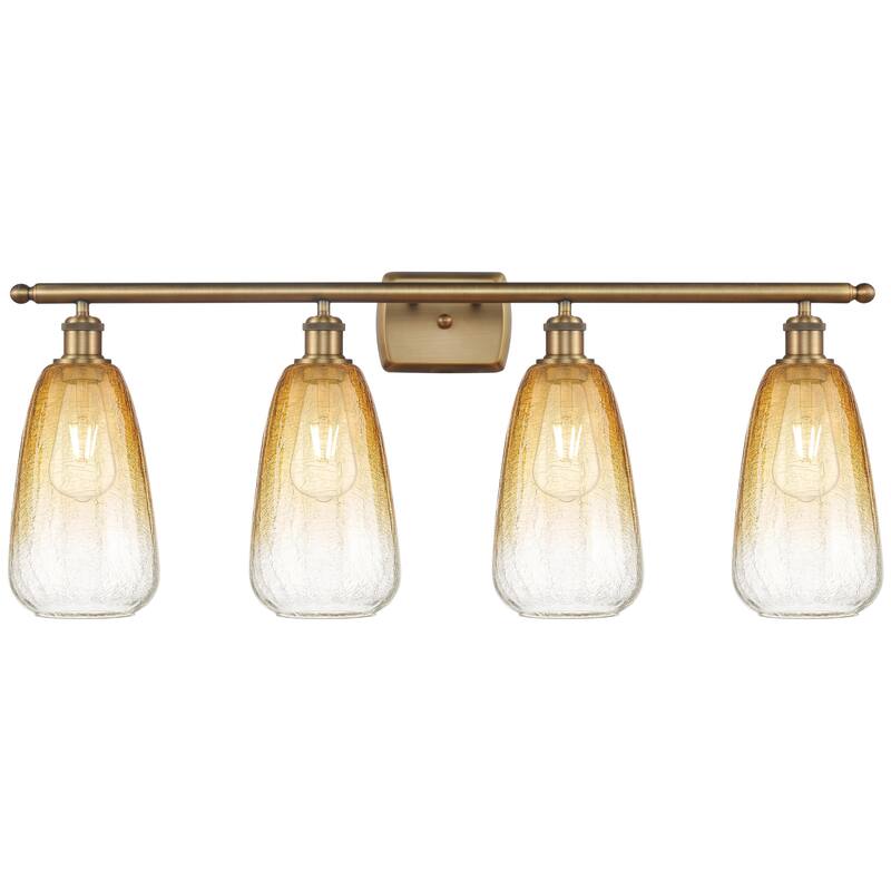 Innovations Lighting Endless Possibilities Ballston - Brookhaven Almond - 4 Light 36" Bath Vanity Light - Brushed Brass/Amber