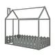 preview thumbnail 10 of 39, Kids Twin Size Wood Bed with House Frame & Roof - Playhouse Design