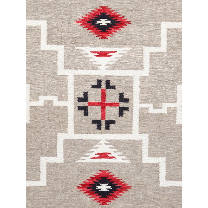 Pasargad Home Tuscany Reversible Wool Mocha Area Rug - 5' 2'' X 6'11''