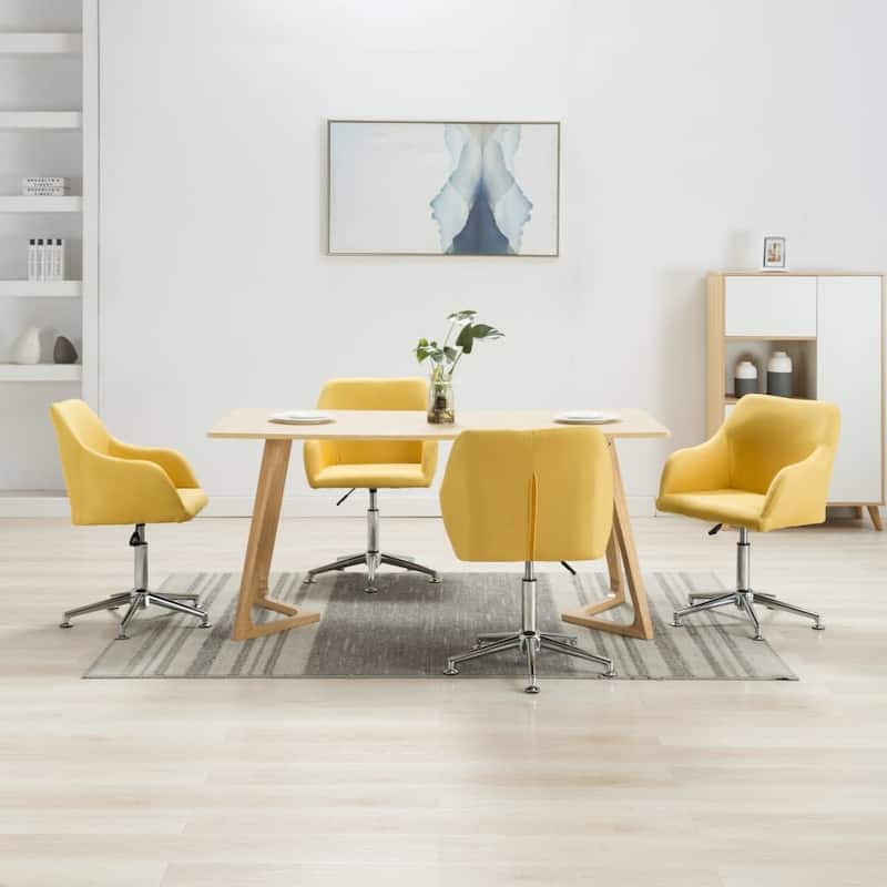 vidaXL Dining Chair 360 Degrees Swivel Accent Desk Chair with Arms Fabric - 21.7" x 20.9" x (30.7"-36.2")