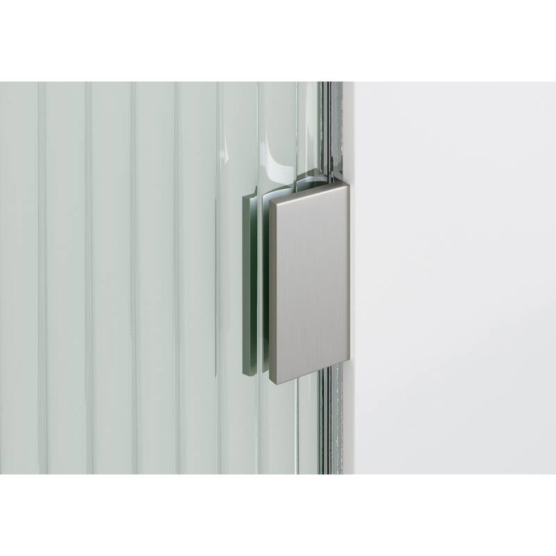 Glass Warehouse 36" x 78" Frameless Shower Door - Single Fixed Panel Fluted Frosted Radius