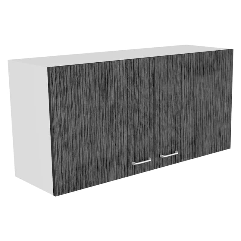 TUHOME Napoles Double Door Wall-Mounted Storage Cabinet - N/A - White/ Smoky Oak