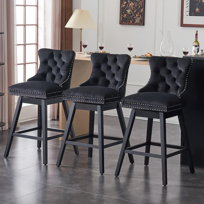26"/29" Velvet Swivel Counter and Bar Height Stools (Set of 1/2/3/4)