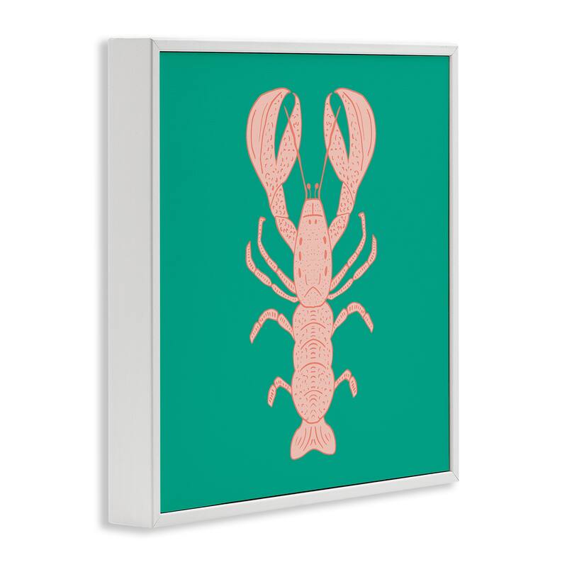 Stupell Minimal Pink & Green Lobster Framed Giclee Art Design By Sazerelli Designs