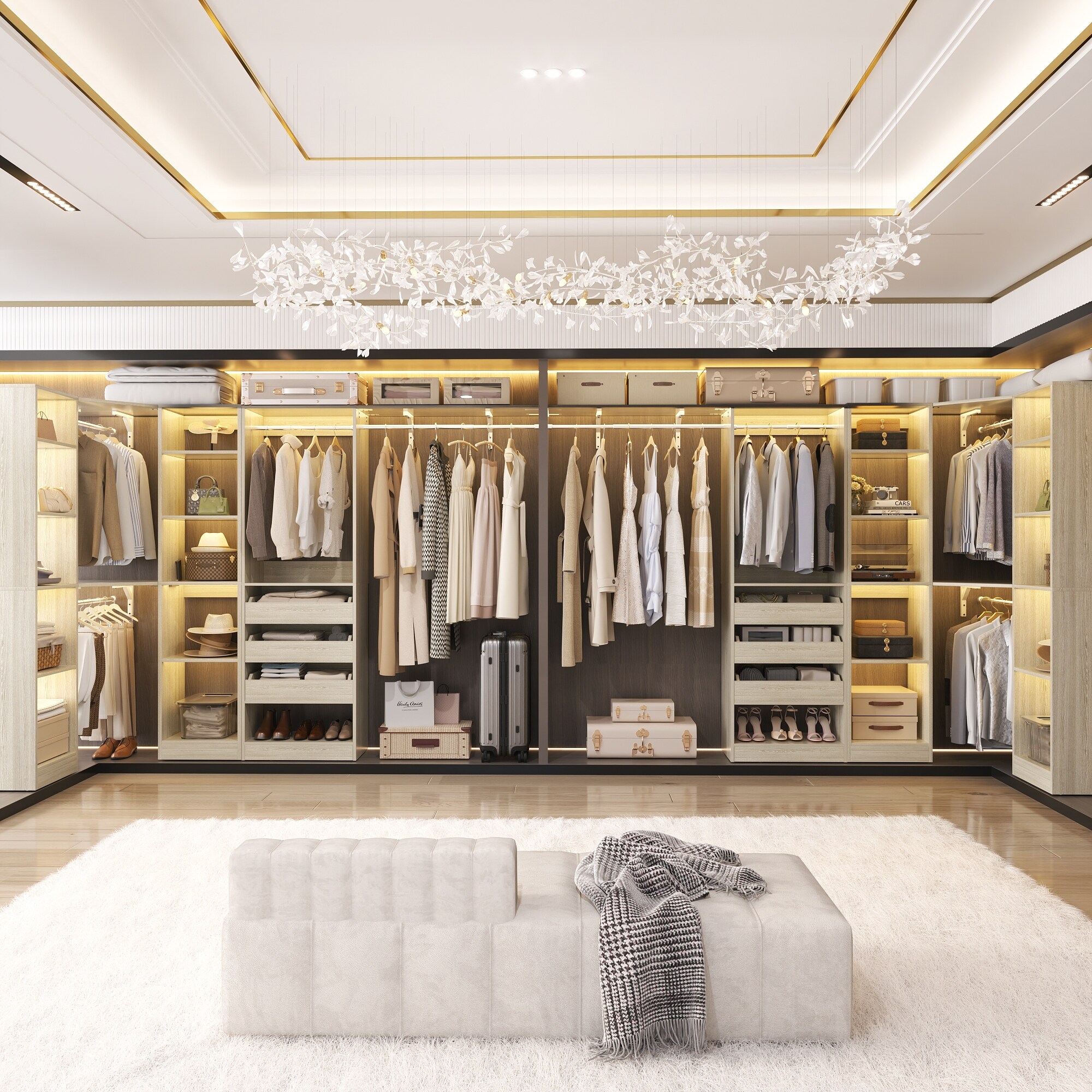 99''-159'' Freestanding Corner Closet System Set, Reversible