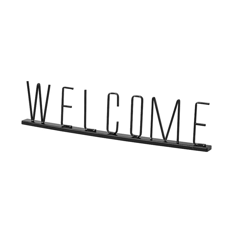Welcome 24L x 1W Black Metal Sign - 24.3L x 1.2W x 5.3H - 24.3L x 1.2W x 5.3H - Black