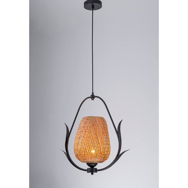 Lia 1-Light Rattan Pendant Light - 20 in. Tall