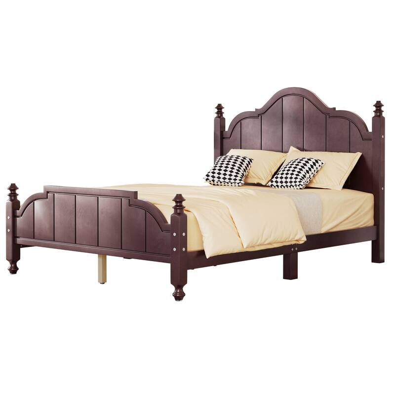 Vintage Platform Bed Frame with Headboard