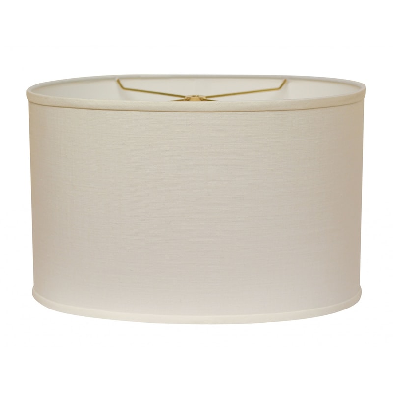 HomeRoots16" White Throwback Oval Linen Lampshade - 16